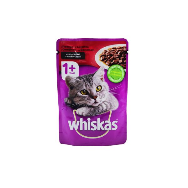 Ushqim macesh me mish viçi Whiskas 100gr