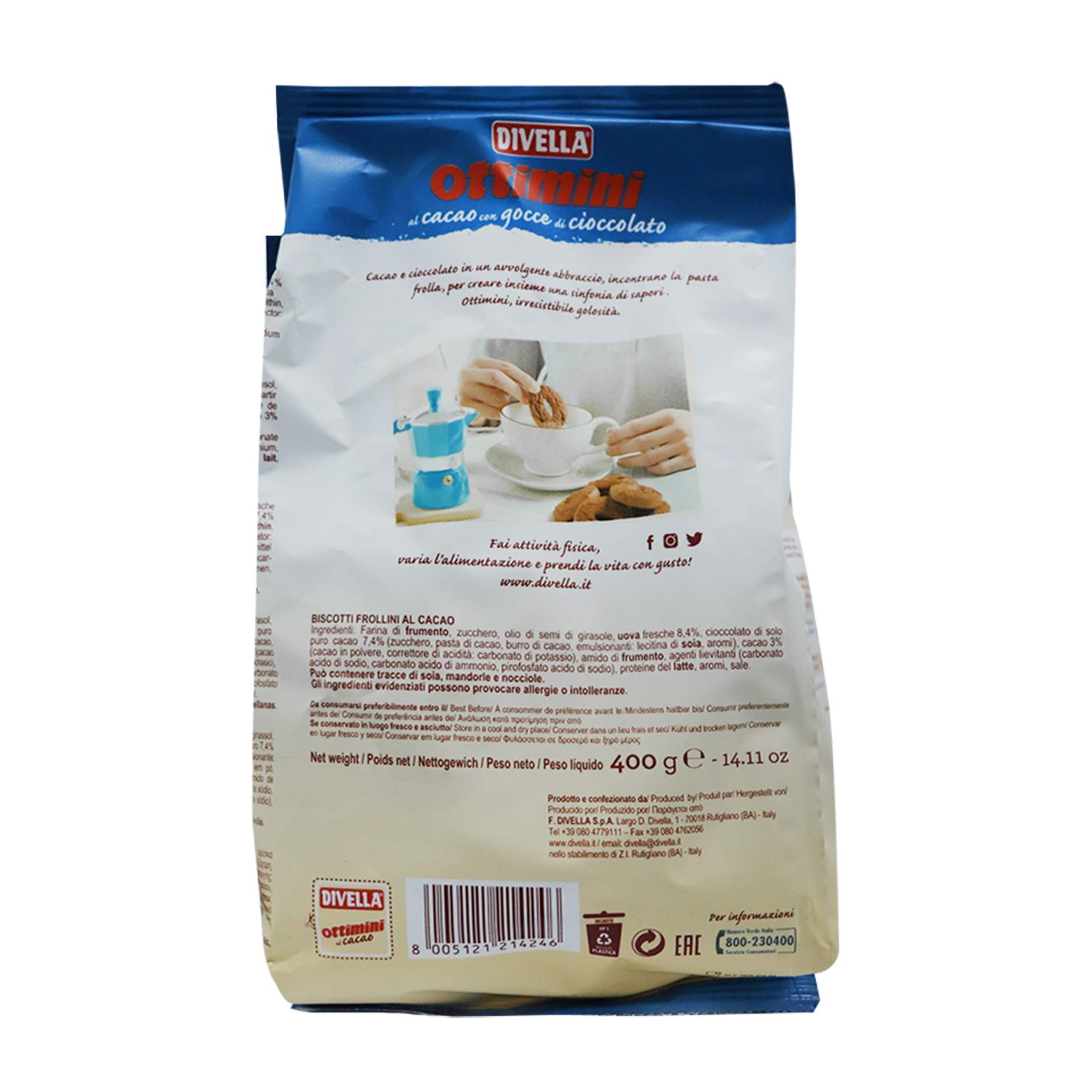 Biskota me kakao dhe coko Divella400gr - Figura 7