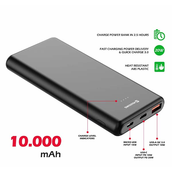 Powerbank 10000 mah 20w Swissten