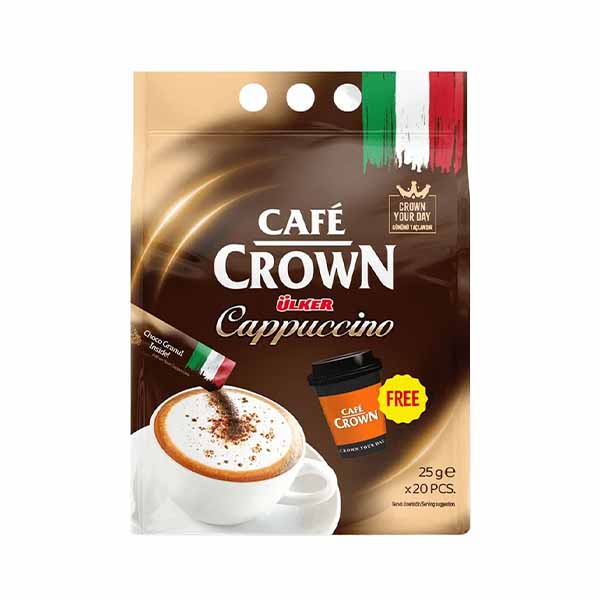 Kafe instant cappuccino me tas Caffe Crown 25gr*20